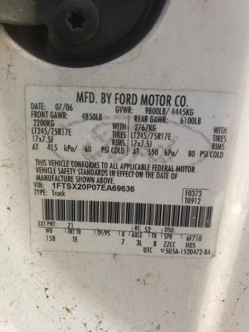Photo 10 from auction – 2007 FORD F250 SUPER with VIN 1FTSX20P07EA69636