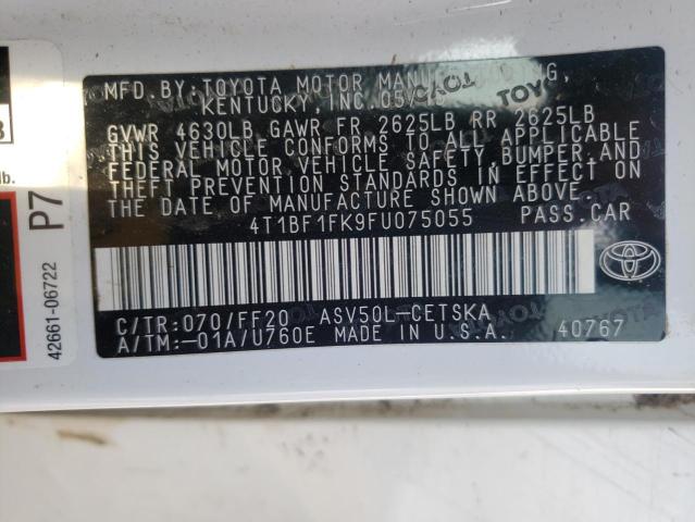 Photo 10 from auction – 2015 TOYOTA CAMRY LE with VIN 4T1BF1FK9FU075055