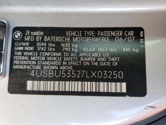 Photo 10 from auction – 2007 BMW Z4 3.0SI with VIN 4USBU53527LX03250