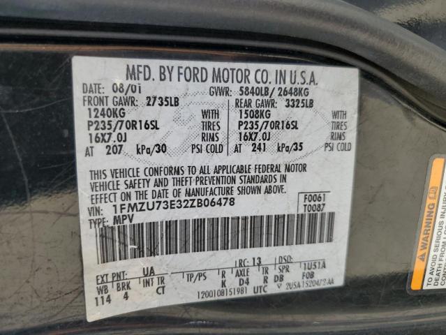 Photo 10 from auction – 2002 FORD EXPLORER X with VIN 1FMZU73E32ZB06478