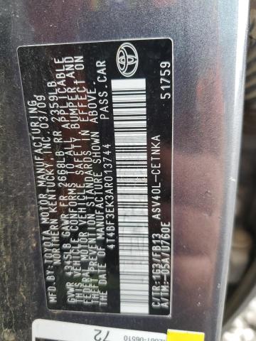 Photo 10 from auction – 2010 TOYOTA CAMRY with VIN 4T4BF3EK3AR013744