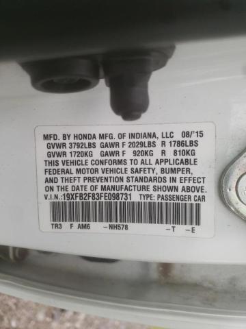 Photo 10 from auction – 2015 HONDA CIVIC EX with VIN 19XFB2F83FE098731