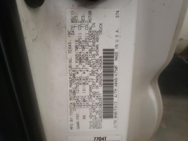 Photo 10 from auction – 2012 TOYOTA TACOMA with VIN 5TFUU4EN3CX022877