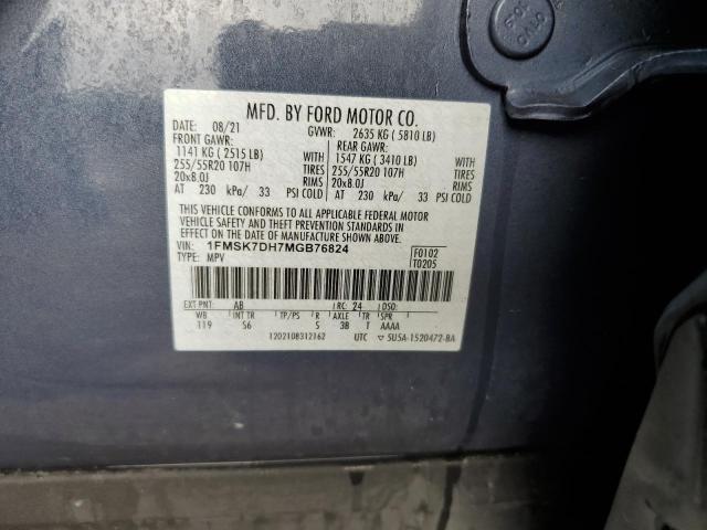 Photo 10 from auction – 2021 FORD EXPLORER X with VIN 1FMSK7DH7MGB76824