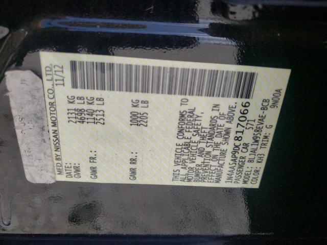 Photo 10 from auction – 2013 NISSAN MAXIMA S with VIN 1N4AA5AP9DC817066