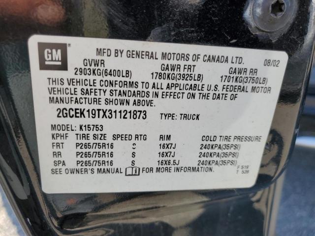 Photo 10 from auction – 2003 CHEVROLET SILVERADO with VIN 2GCEK19TX31121873