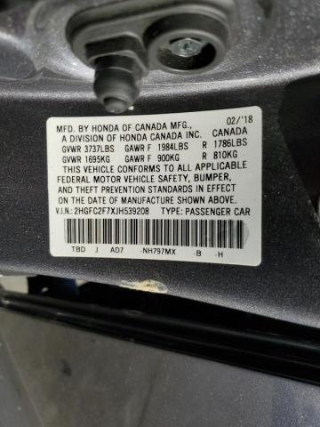Photo 10 from auction – 2018 HONDA CIVIC EX with VIN 2HGFC2F7XJH539208
