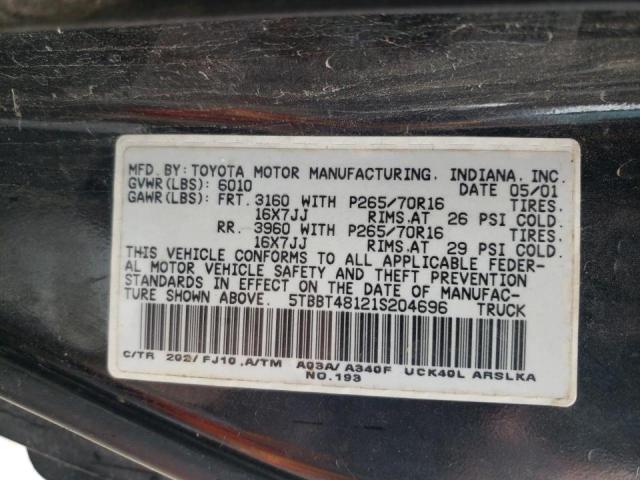 Photo 10 from auction – 2001 TOYOTA TUNDRA ACC with VIN 5TBBT48121S204696
