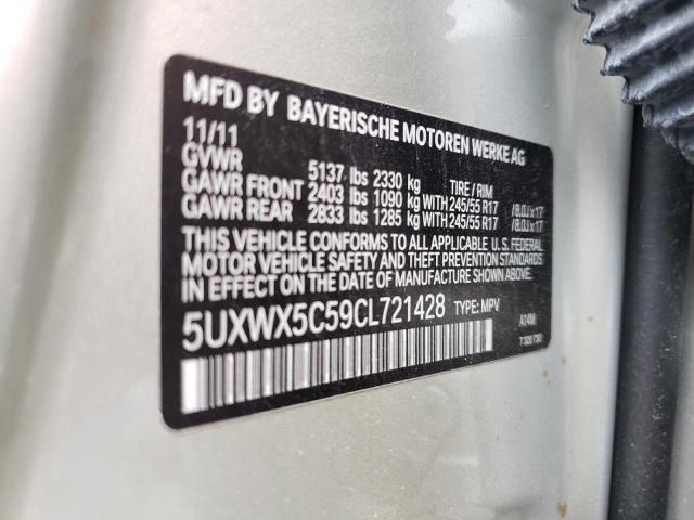 Photo 10 from auction – 2012 BMW X3 XDRIVE2 with VIN 5UXWX5C59CL721428