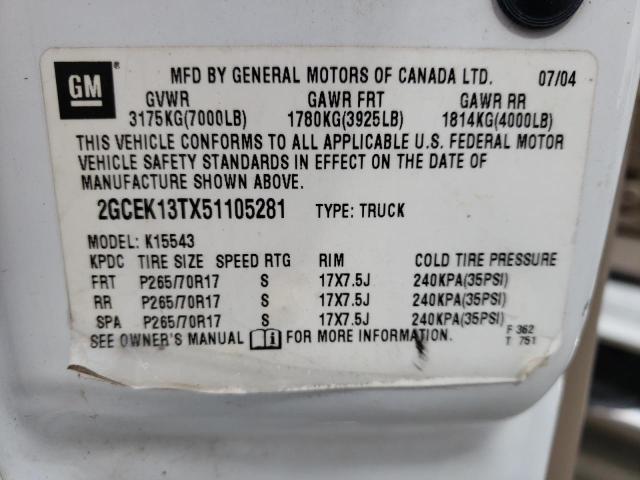 Photo 10 from auction – 2005 CHEVROLET SILVERADO with VIN 2GCEK13TX51105281