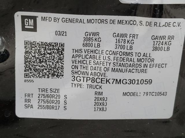 Photo 10 from auction – 2021 GMC SIERRA C15 with VIN 3GTP8CEK7MG301059