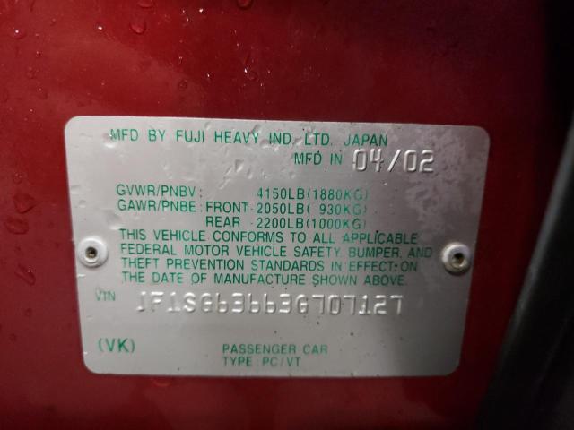 Photo 10 from auction – 2003 SUBARU FORESTER 2 with VIN JF1SG63663G707127