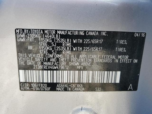 Photo 10 from auction – 2016 TOYOTA RAV4 LE with VIN 2T3BFREV4GW479612