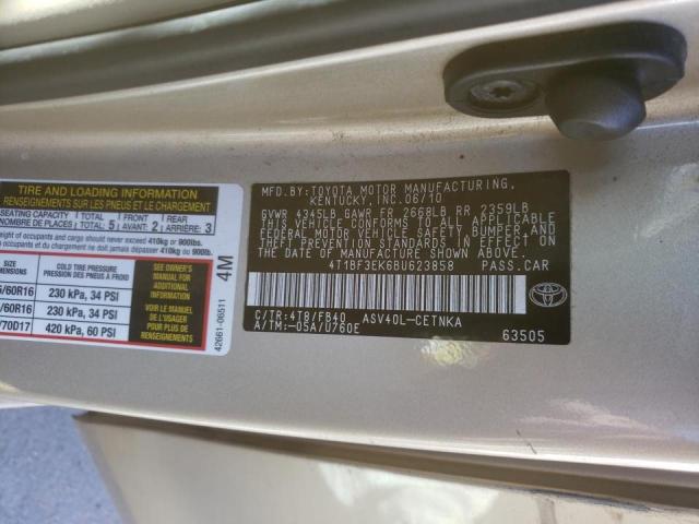 Photo 10 from auction – 2011 TOYOTA CAMRY BASE with VIN 4T1BF3EK6BU623858