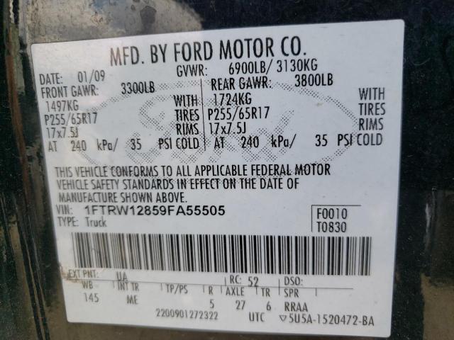Photo 10 from auction – 2009 FORD F150 SUPER with VIN 1FTRW12859FA55505
