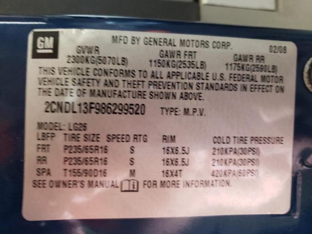 Photo 10 from auction – 2008 CHEVROLET EQUINOX LS with VIN 2CNDL13F986299520