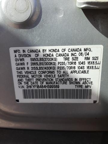 Photo 10 from auction – 2004 HONDA PILOT EX with VIN 2HKYF18484H599589
