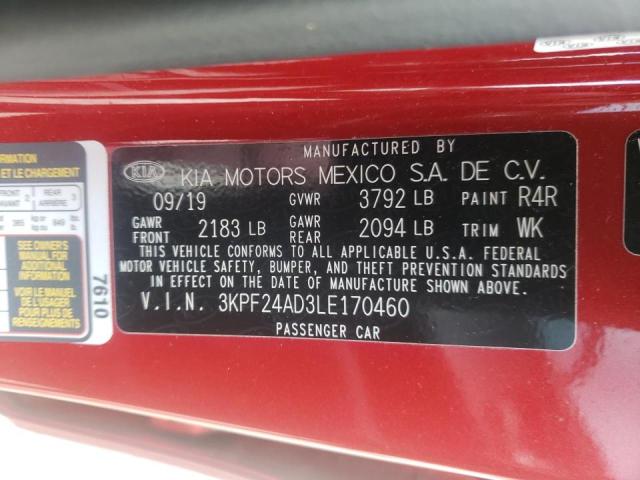 Photo 10 from auction – 2020 KIA FORTE FE with VIN 3KPF24AD3LE170460