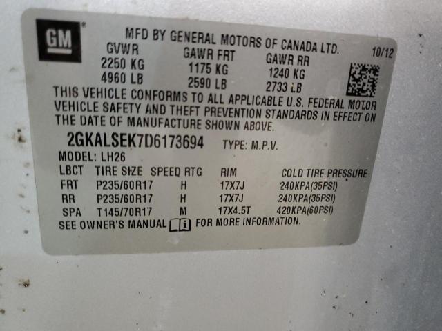Photo 10 from auction – 2013 GMC TERRAIN SL with VIN 2GKALSEK7D6173694