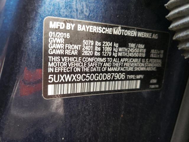 Photo 10 from auction – 2016 BMW X3 XDRIVE2 with VIN 5UXWX9C50G0D87906