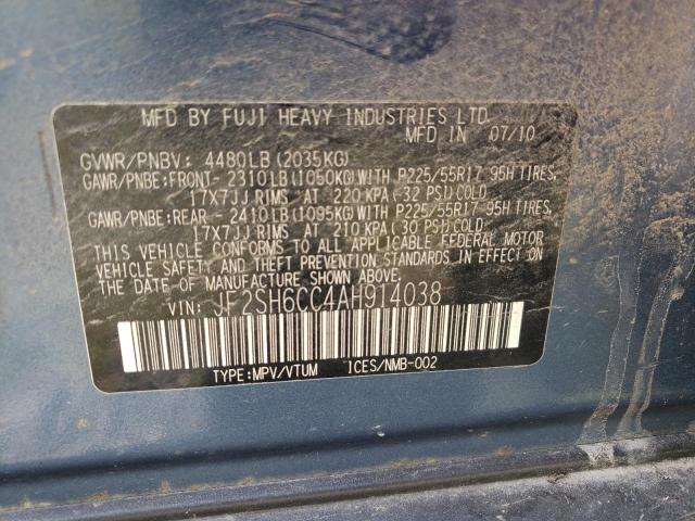Photo 10 from auction – 2010 SUBARU FORESTER 2 with VIN JF2SH6CC4AH914038