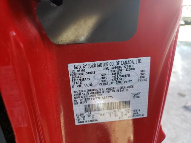 Photo 10 from auction – 2003 FORD F150 with VIN 2FTRX17W73CA87525