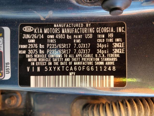 Photo 10 from auction – 2015 KIA SORENTO LX with VIN 5XYKTCA60FG611248