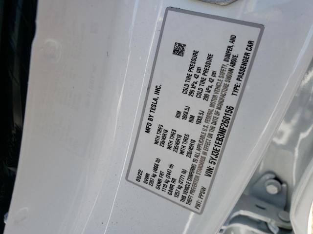 Photo 10 from auction – 2022 TESLA MODEL 3 with VIN 5YJ3E1EB3NF260156