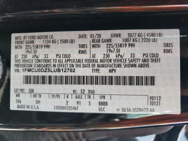 Photo 10 from auction – 2020 FORD ESCAPE TIT with VIN 1FMCU0DZ5LUB12702