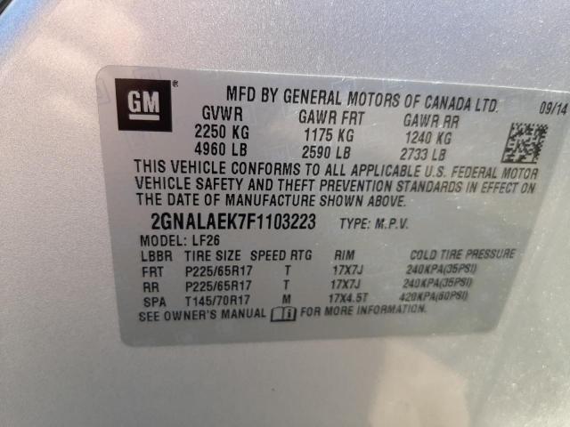 Photo 10 from auction – 2015 CHEVROLET EQUINOX LS with VIN 2GNALAEK7F1103223