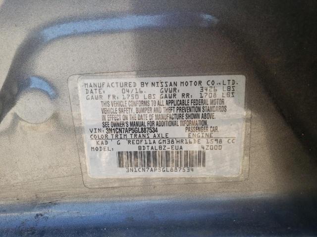 Photo 10 from auction – 2016 NISSAN VERSA S with VIN 3N1CN7AP5GL887534