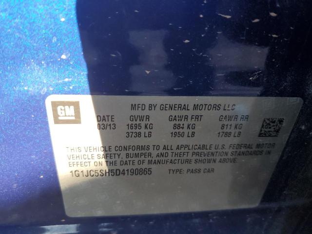 Photo 10 from auction – 2013 CHEVROLET SONIC LT with VIN 1G1JC5SH5D4190865