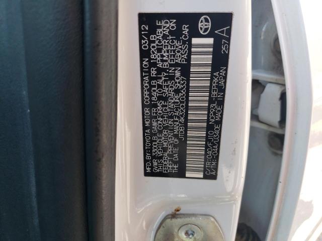 Photo 10 from auction – 2012 TOYOTA YARIS with VIN JTDBT4K32CL036337