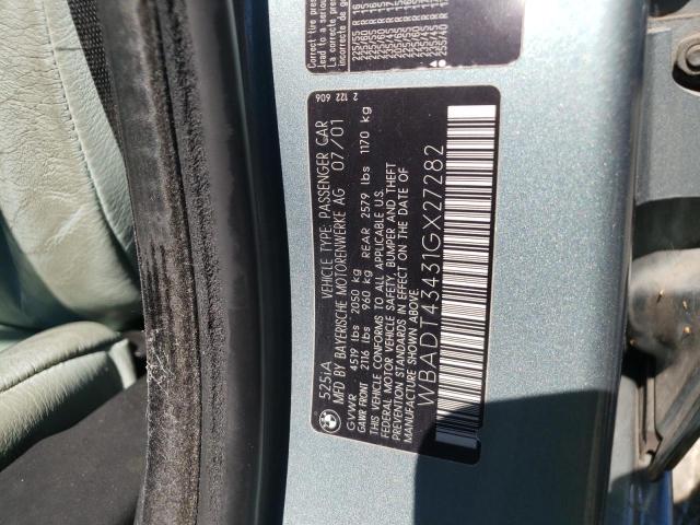 Photo 10 from auction – 2001 BMW 525 I AUTO with VIN WBADT43431GX27282