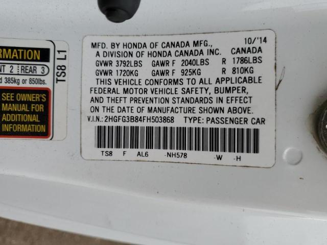 Photo 10 from auction – 2015 HONDA CIVIC EX with VIN 2HGFG3B84FH503868