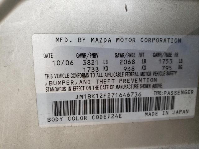 Photo 10 from auction – 2007 MAZDA 3 I with VIN JM1BK12F271646736