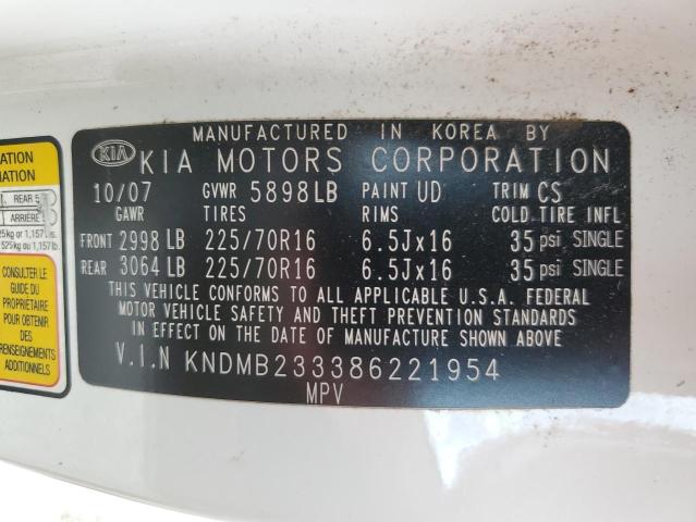 Photo 10 from auction – 2008 KIA SEDONA EX with VIN KNDMB233386221954