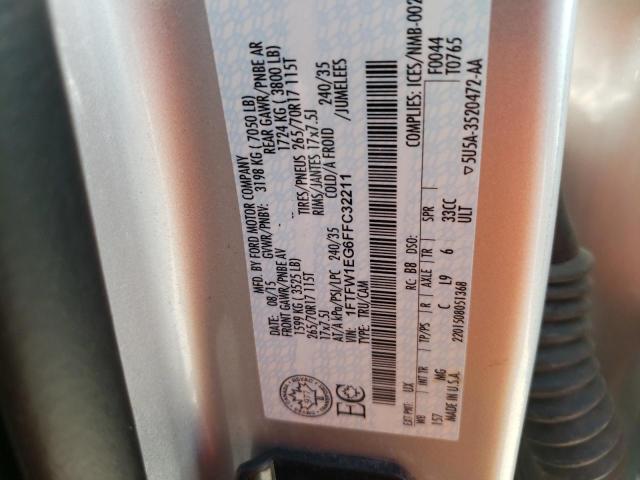 Photo 10 from auction – 2015 FORD F150 SUPER with VIN 1FTFW1EG6FFC32211