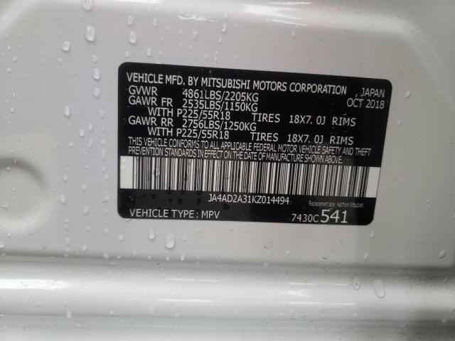 Photo 10 from auction – 2019 MITSUBISHI OUTLANDER with VIN JA4AD2A31KZ014494