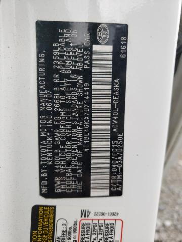 Photo 10 from auction – 2007 TOYOTA CAMRY CE with VIN 4T1BE46KX7U714419