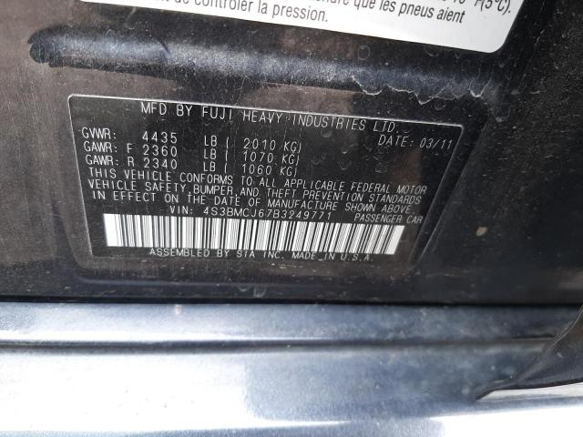 Photo 10 from auction – 2011 SUBARU LEGACY 2.5 with VIN 4S3BMCJ67B3249771