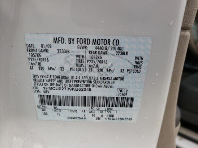 Photo 10 from auction – 2009 FORD ESCAPE XLS with VIN 1FMCU02739KB62049