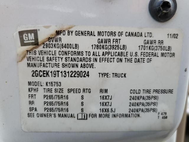 Фото 10 с аукциона – 2003 CHEVROLET SILVERADO с VIN 2GCEK19T131229024