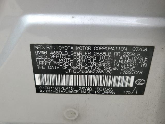 Photo 10 from auction – 2008 LEXUS ES 350 with VIN JTHBJ46G682268180