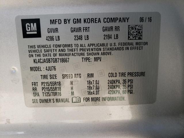 Photo 10 from auction – 2016 BUICK ENCORE with VIN KL4CJASB7GB718667