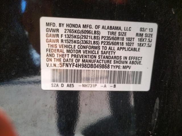 Photo 10 from auction – 2013 HONDA PILOT TOUR with VIN 5FNYF4H98DB049868