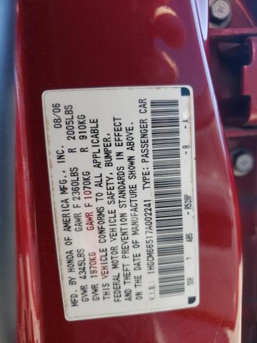 Photo 10 from auction – 2007 HONDA ACCORD EX with VIN 1HGCM66517A002241