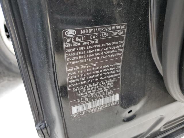 Photo 10 from auction – 2010 LAND ROVER RANGE ROVE with VIN SALSK2D49AA223380