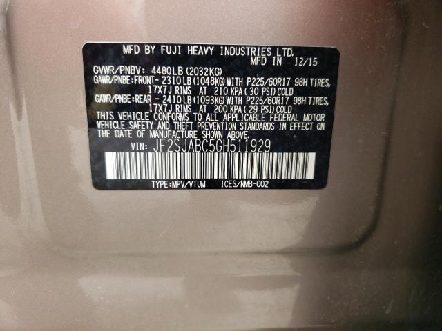 Photo 10 from auction – 2016 SUBARU FORESTER 2 with VIN JF2SJABC5GH511929