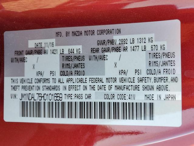 Photo 10 from auction – 2017 MAZDA MX-5 MIATA with VIN JM1NDAL76H0101659